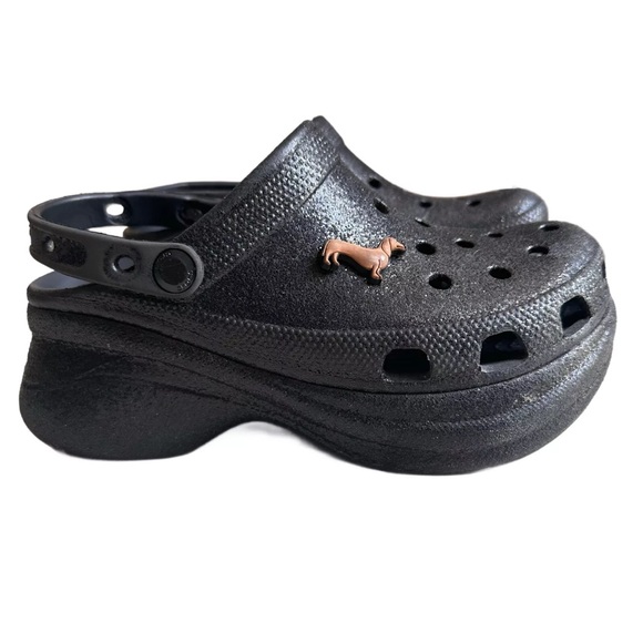 Black glitter platform crocs. Size 8 - Picture 1 of 5